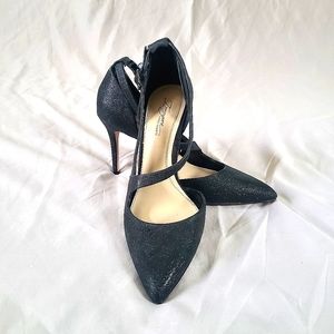 Vince Camuto- Imagine, Black Glitter Strappy Stiletto High Heels Size 8